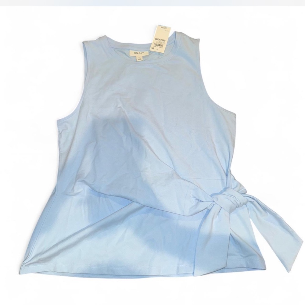 Light Blue Tie-Front Tank Top